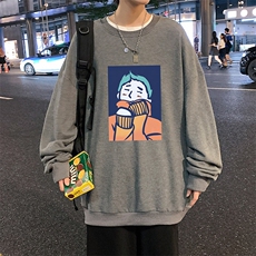 S6042-P28加绒款-P33秋季圆领卫衣男大码韩版宽松长袖外套，男装卫衣，电商A040