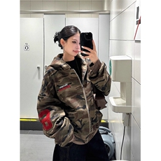 秋季新款迷彩开衫连帽运动衫男女覆古宽松百搭情侣外套W8287，女装短外套，星座1116A（原606A-3）