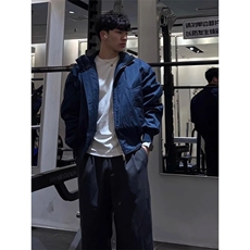 美式藏青色立领飞行夹克棉服男冬季加厚棒球服bomber短款工装外套，男装夹克，星座506A