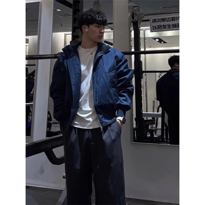 美式藏青色立领飞行夹克棉服男冬季加厚棒球服bomber短款工装外套图片