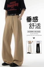 西裤垂坠感休闲西装裤子男cleanfit微喇裤弯刀直筒阔腿裤KZ064P50，男装休闲裤，电商B312
