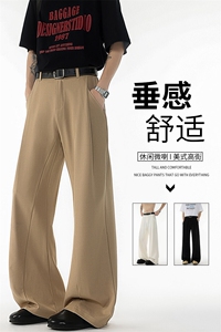 西裤垂坠感休闲西装裤子男cleanfit微喇裤弯刀直筒阔腿裤KZ064P50图片