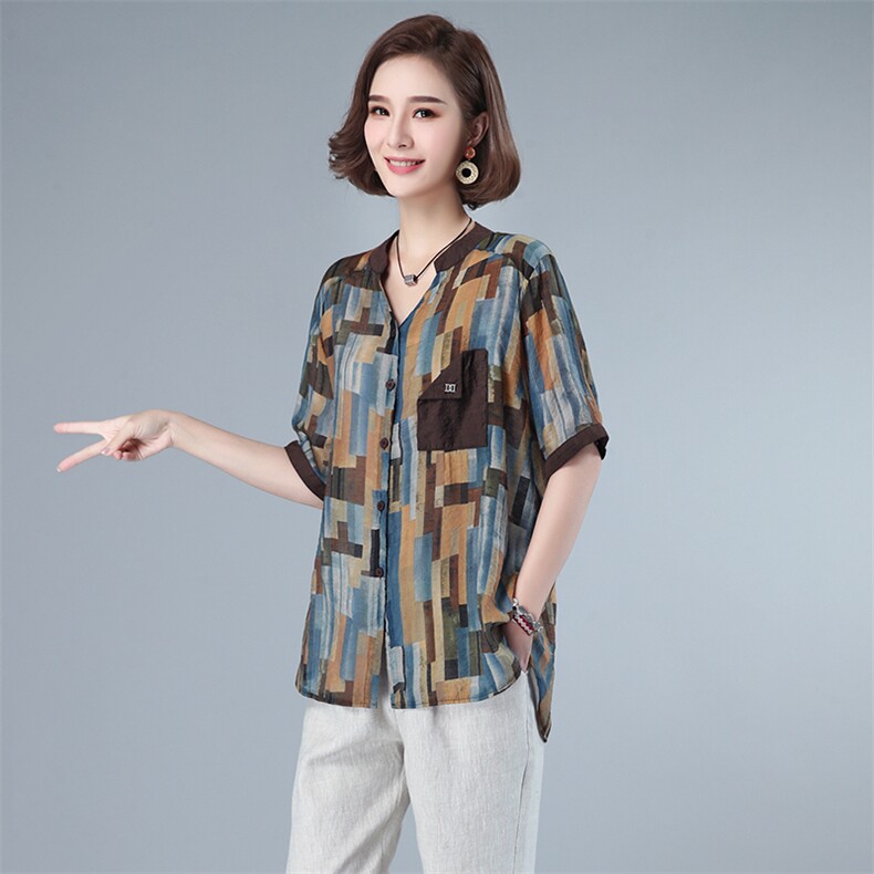 2021夏款大码女装印花上衣264款，女装大码女装，秋牧寒烟