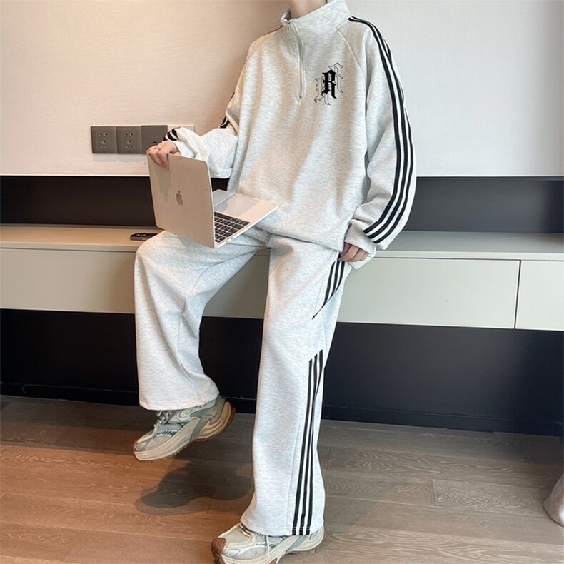 现货港风两件套2026春季新款男士休闲大码卫衣卫裤两件套TZ596,男装休闲裤,星座1816-3（原1210-3）