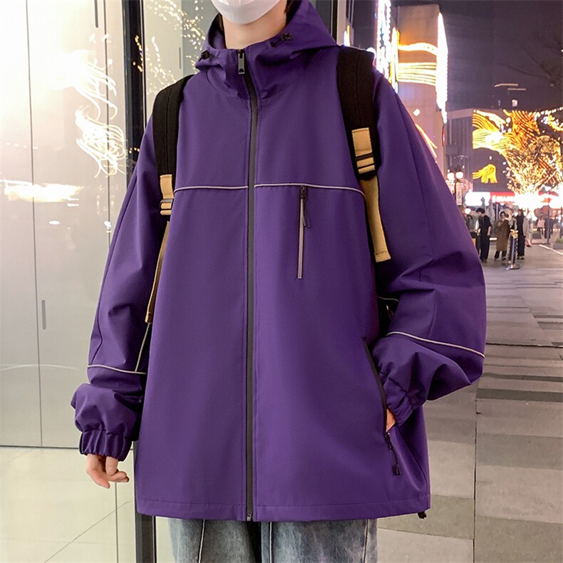 夹克男2026秋新款潮复古宽松休闲纯色连帽外套A436-2370-P85，男装夹克，电商A436