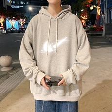 WY2111-P35加绒款-P40纯棉连帽卫衣男大码运动帽衫宽松薄外套男，男装卫衣，电商A040