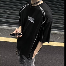 潮复古圆领短袖t恤男夏季潮流设计感宽松百搭半袖上衣SKA21-P35，男装T恤，星座208-5