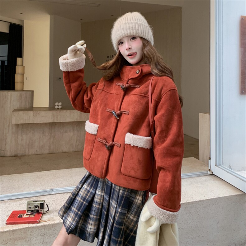 2025年冬季新款羊羔毛连帽外套203-9539-P180-K278,女装羊羔毛/颗粒绒,浪娴服饰