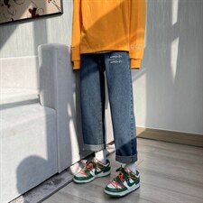 新款宽松直筒净版心电图ins潮牌牛仔裤X715NZ017P45控58，男装牛仔裤，星座715