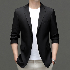 秋季新款西装男西服简约外套羊毛西服商务休闲小西装单西图片