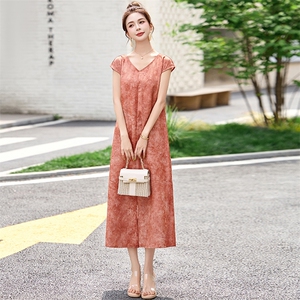 气质时尚连衣裙女2025夏季新款洋气显瘦减龄收腰超好看高级感长裙图片
