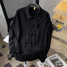 新中式男装风盘扣衬衫男长袖潮高级感衬衣外套春季汉服，男装衬衫，星座1013