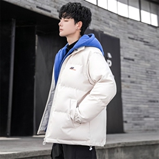冬季皮棉衣男加厚假两件潮流休闲棉服胸章棉袄子A266-P02-P100，男装棉衣，电商A266