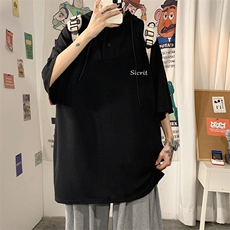 LD54098-P45NASA连帽短袖t恤男大码胖子带帽五分袖中袖，男装T恤，电商A040