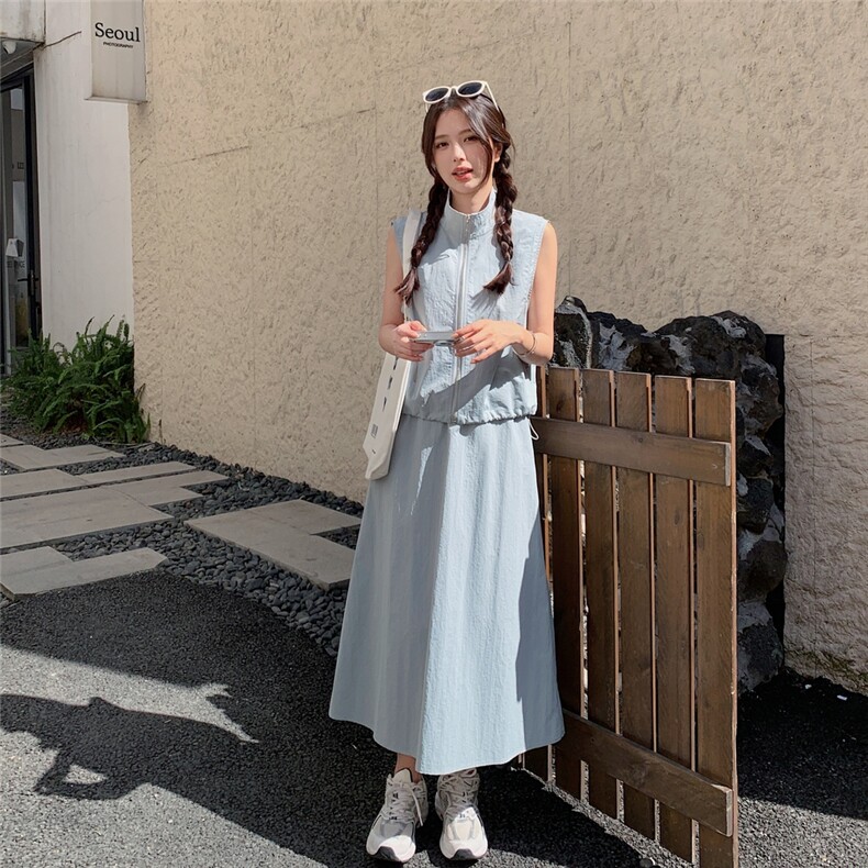 现货：夏装新款休闲工装马甲半身裙三件套2C135-8805P155K218,女装套装/套裙,2C135