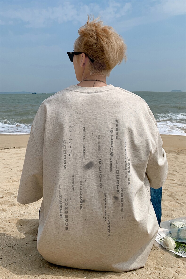 已注册/夏季新款外景纯棉港风大码短袖T恤男宽松打底衫DT9952/P25,男装T恤,电商B316