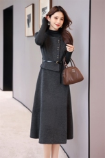 秋冬打底衫毛呢背心裙两件套女2024新款修身显瘦气质打底套装裙子，女装套装/套裙，奋斗女王