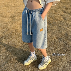 胖胖哥大码休闲牛仔短裤男夏季宽松阔腿五分裤工装痞帅美式中裤子，男装牛仔裤，星座512A（原616）