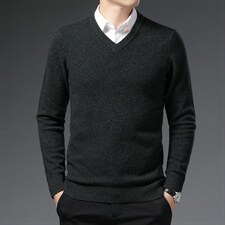 BSS6053男士2023年秋新款加厚长袖V领纯羊毛针织衫休闲青年P150图片
