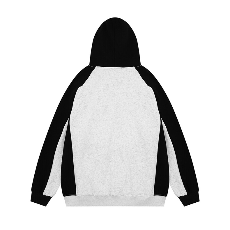 光板得物\唯品二开撞色拼接插肩袖连帽卫衣A88P45,男装卫衣,电商A247B