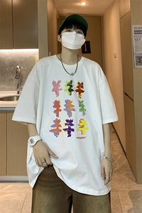 港风男士宽松大码货币符号印花男士宽松加大T恤 A071-5517-P28图片
