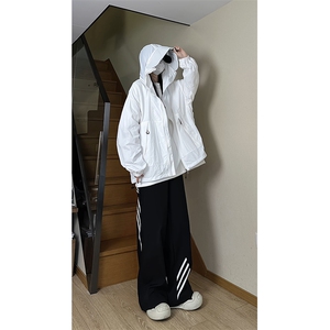港风大码日系夏季男女情侣款连帽夹克防晒服 XZ213-FS998-P55控78图片