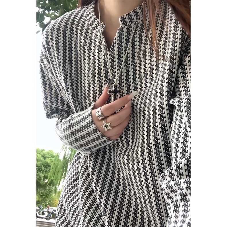 2025秋季新款港风女模大码鱼骨纹长袖T恤M-5XHT25864-特P14，男装T恤，电商A022