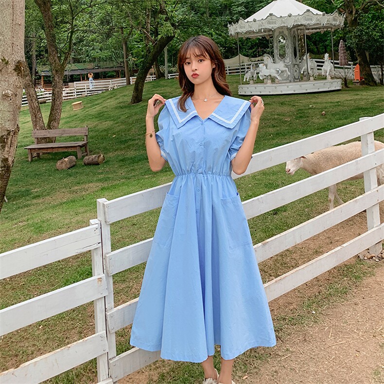 大货已出海军领连衣裙262A-S067-P85-K138,女装连衣裙,Yologo