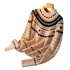 圣诞羊毛衫女2024年新款冬内搭打底洋气爱心针织衫，女装羊毛衫，盛世绒华