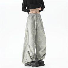 春款美式复古迷彩工装褶皱弯刀直筒裤XZ225-3-CK17-P55控82，男装休闲裤，星座225-3