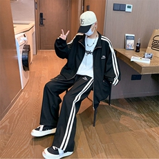 XZ301ATZ07港风撞色条纹学生休闲套装上衣P68控88裤子P50控68，男装休闲套装，星座301A