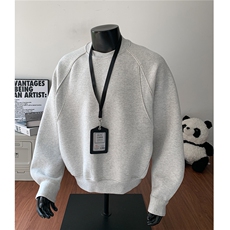 假模图重磅套头罗纹格子拼接卫衣情侣短款外套男H1132特P55，女装短外套，电商A341