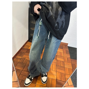 k1085-p55-控78  S-3XL现货折皱宽松cleanfit牛仔裤图片