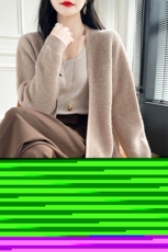 女开衫外套2024秋冬新款无扣长袖长款过膝针织开衫羊毛衫，女装羊毛衫，蒙特羊绒