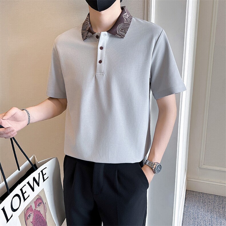 店主风社会小伙男士异色拼接翻领POLO衫男保罗衫301A-1/PL121/P58,男装Polo衫,星座301A-1
