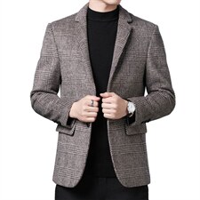中年男士羊毛格子西装秋季商务休闲单西服男上衣外套SJM3818-P180图片