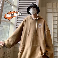 加绒新款港风宽松连帽套头卫衣X5687-常规P70控88-加绒P80控98，男装卫衣，电商A061-1