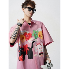 CS1127-P45控78夏季新款设计感大码潮牌冰丝短袖情侣衬衫外套男，男装衬衫，电商A059