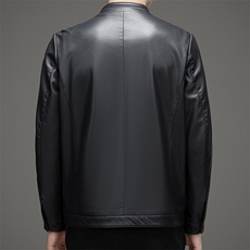 皮衣男休闲时尚春秋款中老年爸爸皮夹克男外套修身帅气上衣，男装皮衣，电商B212（原钱塘6029）