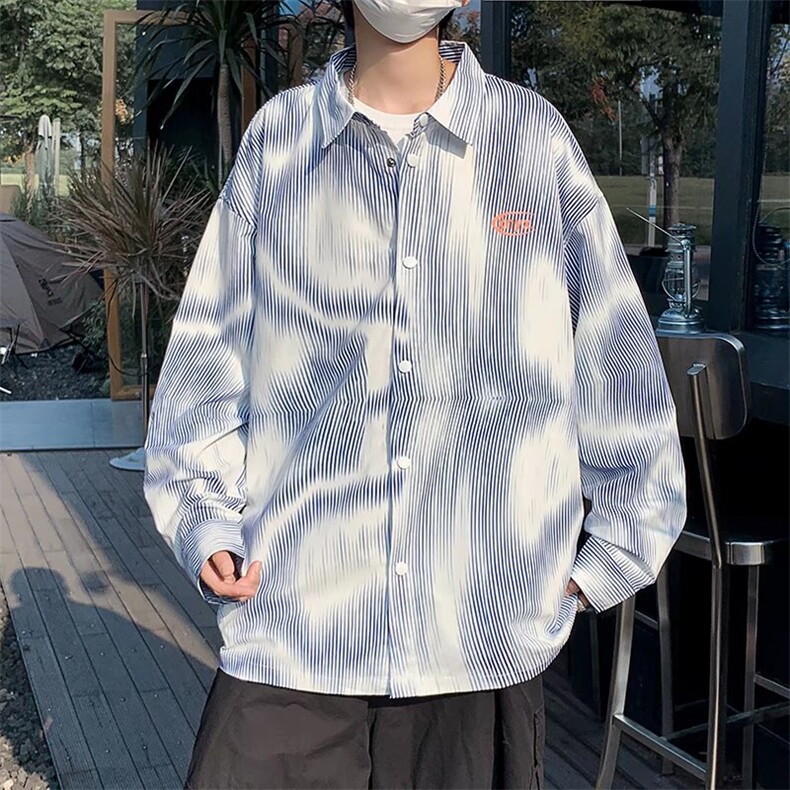 长袖衬衫男港风日系春季韩版潮流扎染衬衣CS079P34,男装衬衫,星座1116-2