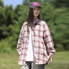 25年春季格子衬衫长袖大码宽松落肩现货DS-C323-1-2386-特批35，男装衬衫，电商C323-1