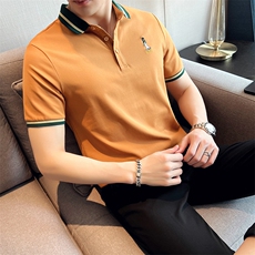 主推Polo衫男短袖t恤夏季男士潮牌翻领刺绣休闲半袖上衣T016-P45，男装T恤，电商D342