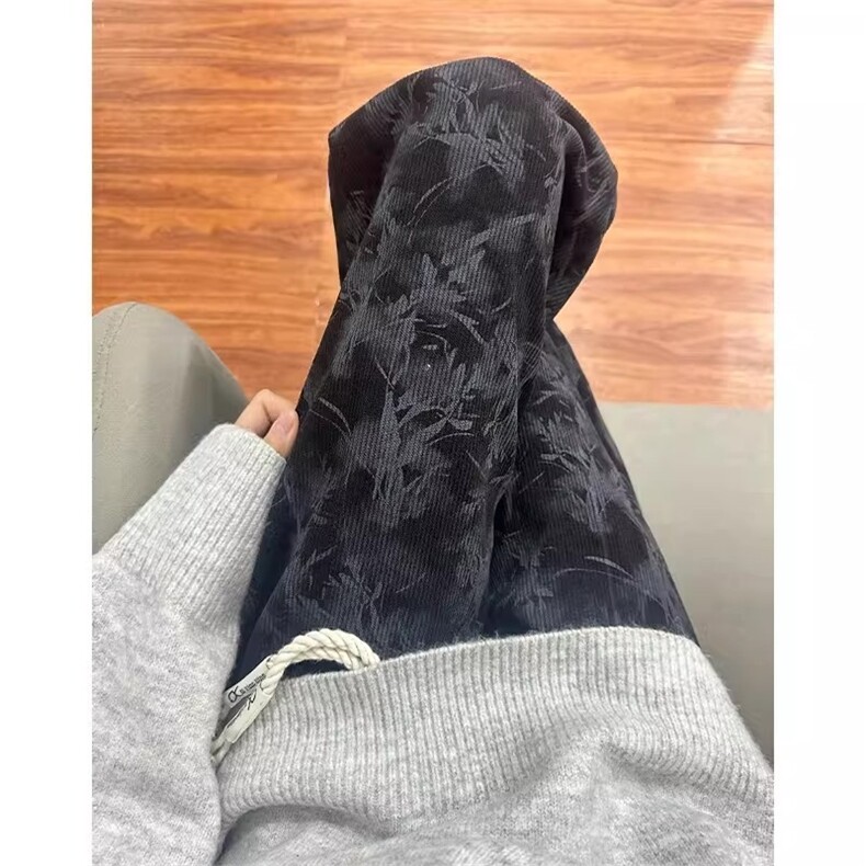 枫叶扎染灯芯绒裤子男款春秋季运动卫裤直筒垂感美式休闲裤CM574,男装休闲裤,星座516A