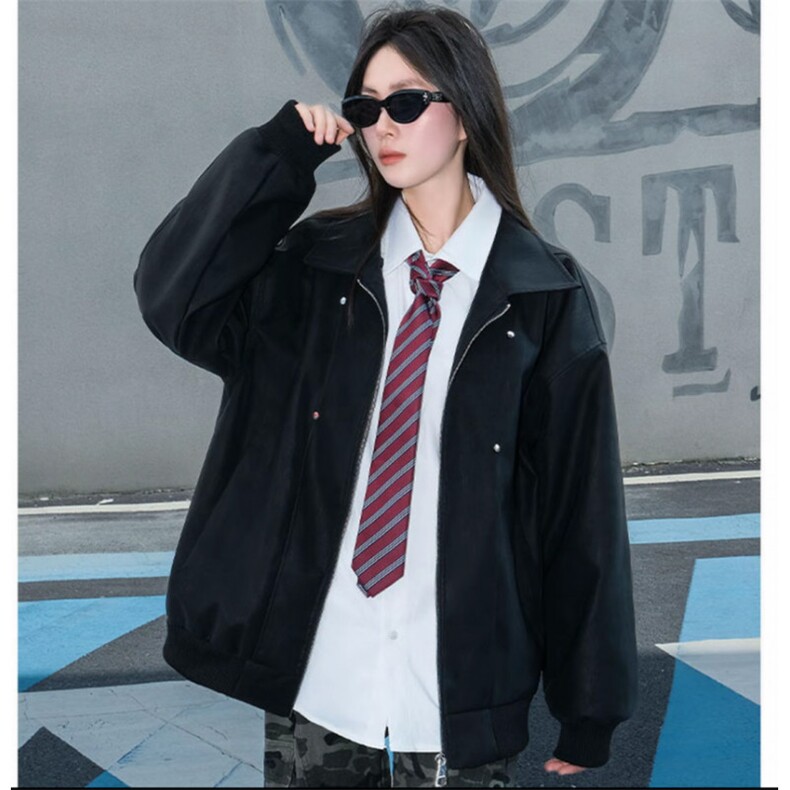 网图美式翻领纹理感PU皮夹克皮衣机车服外套JK508-P70，男装夹克，星座1213