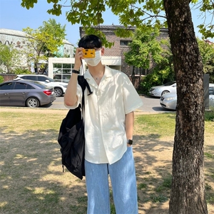 816B-CS020-P45 短袖简约衬衫韩宽松慵懒落肩男图片