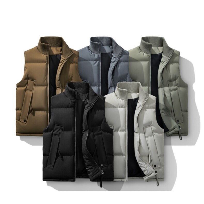 2025加厚马甲加棉户外休闲无袖立领男保暖棉衣外套M2557p65，男装棉衣，电商D315