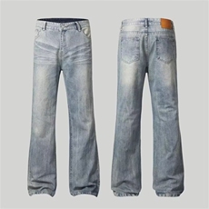 现货美式高街cleanfit猫须竹节纹做旧牛仔裤男百搭直筒裤NKG56P50，男装牛仔裤，星座302B-3