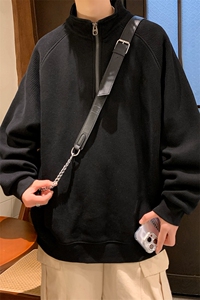 8XL-M 特大码卫衣男纯色百搭条纹肌理立领拉链长袖T恤男WY08P55图片