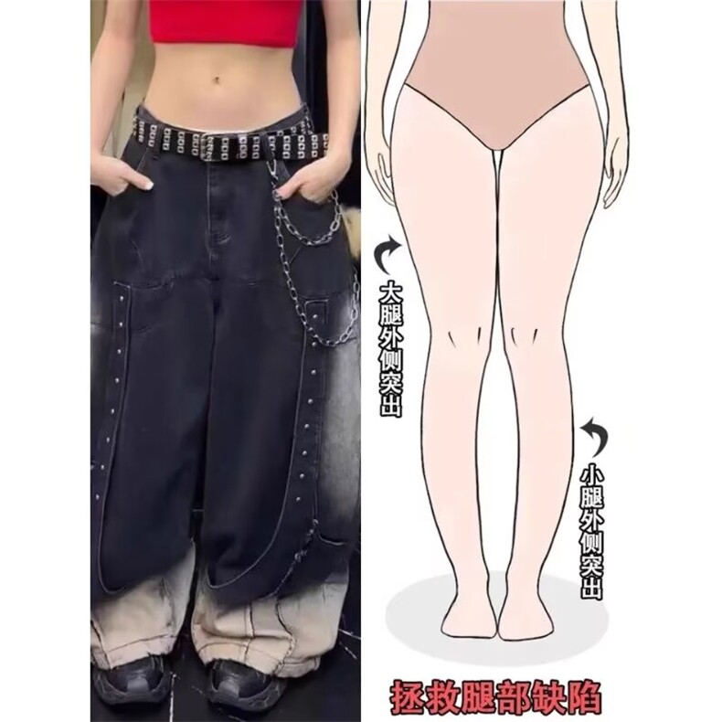 1506A/GB3960/P72牛仔裤女秋新款高腰宽松显瘦百搭阔腿裤图片