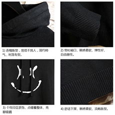 LM68174-P58加绒款-P68连帽毛衣男大码带帽针织衫男毛线衣砖墙，男装针织衫/毛衣，电商A040A